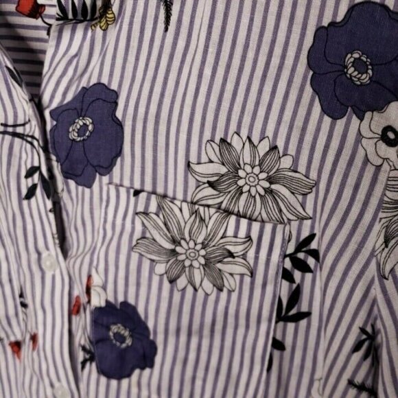 Charter Club Linen Floral Striped Tunic Large - Picture 3 of 5